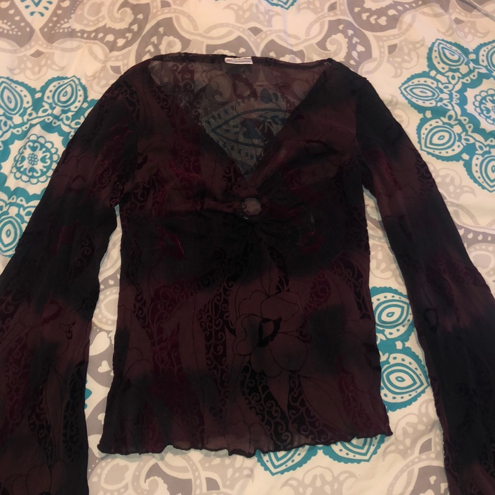 Long sleeve Mesh Blouse